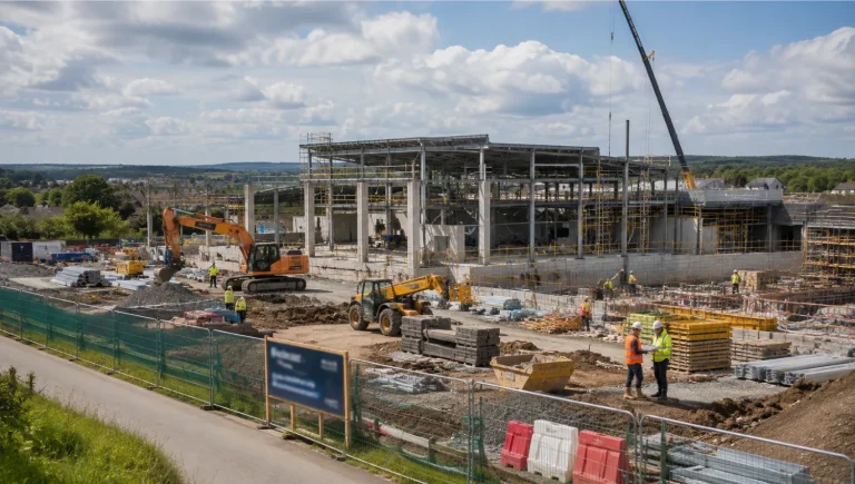Construction underway for the new David Lloyd Bishops Cleeve club on Stoke Road