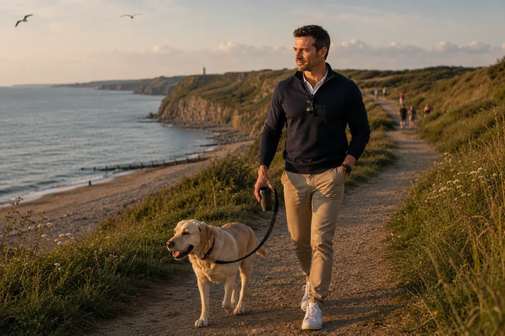 david muller with his favourite pet on seaside