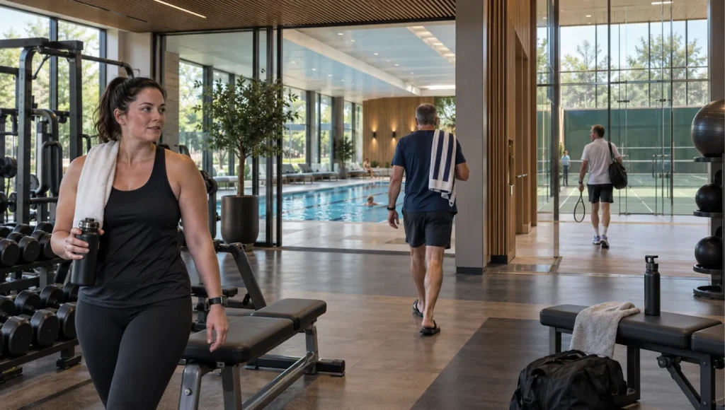 Members using different facilities at a premium British health club